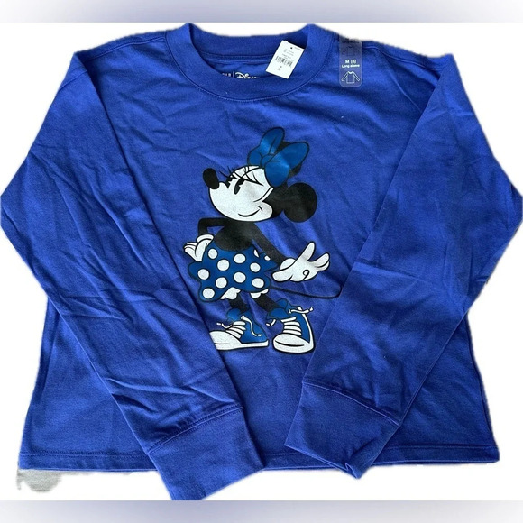 GAP KIDS|| Disney Minnie Mouse graphic tee long sleeve girls size M blue NWT - Picture 2 of 2